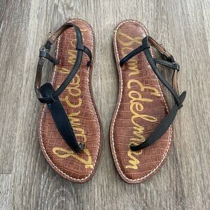 Sam Edelman Gigi Thong Sandals Black Leather - Size: 8